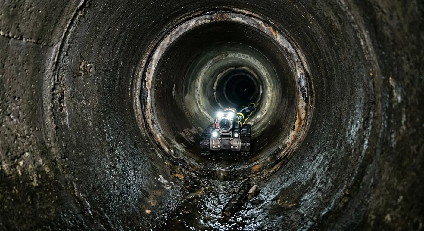 Robotic sewer camera inspecting pipe interior for Drain Snake Service in McFarland